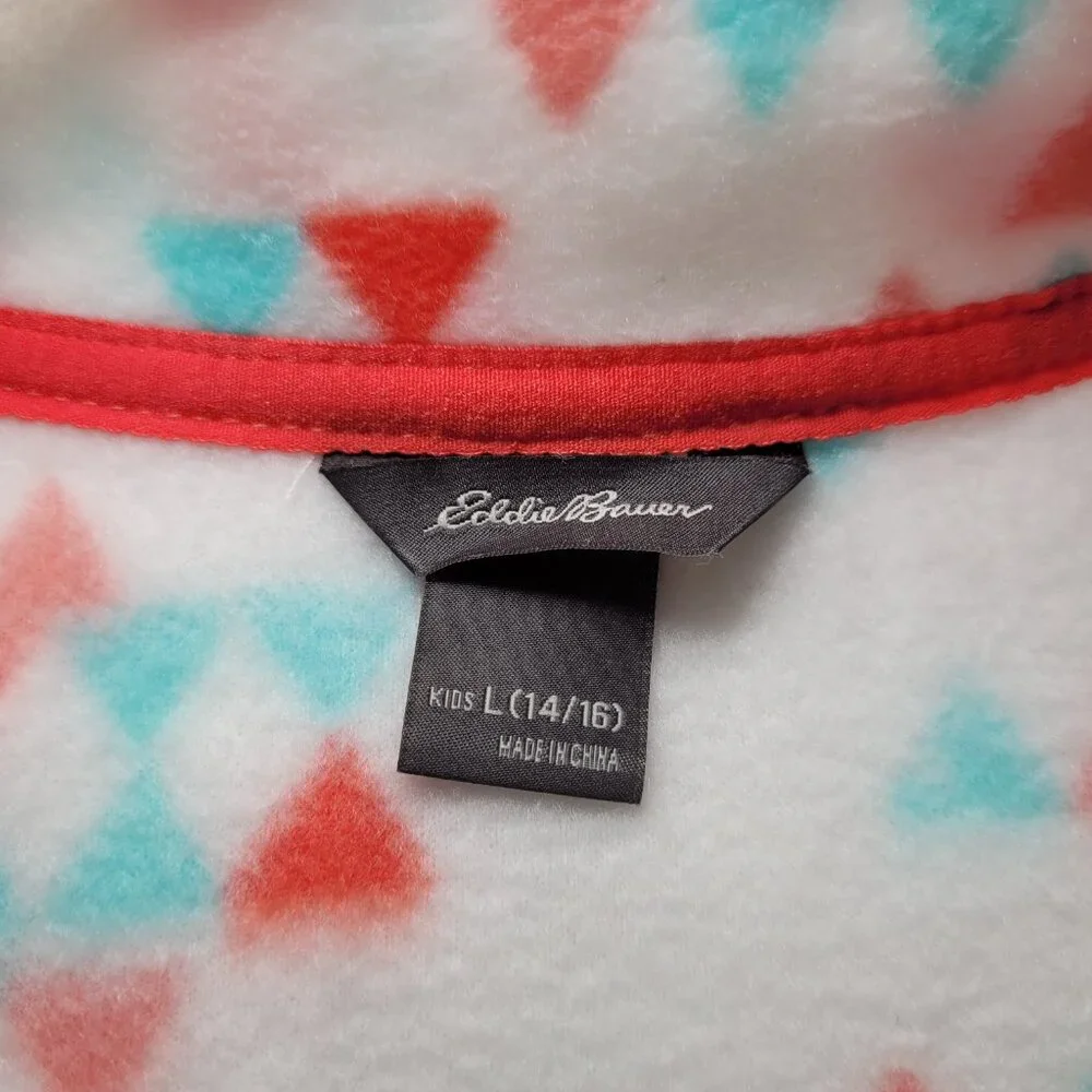 Eddie Bauer Youth Quest Fleece 1/4-Zip Pullover Triangle Print Large Aztec - Picture 6 of 12